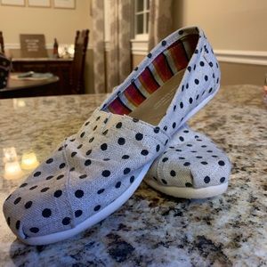Black Polka Dot Toms - Size 7